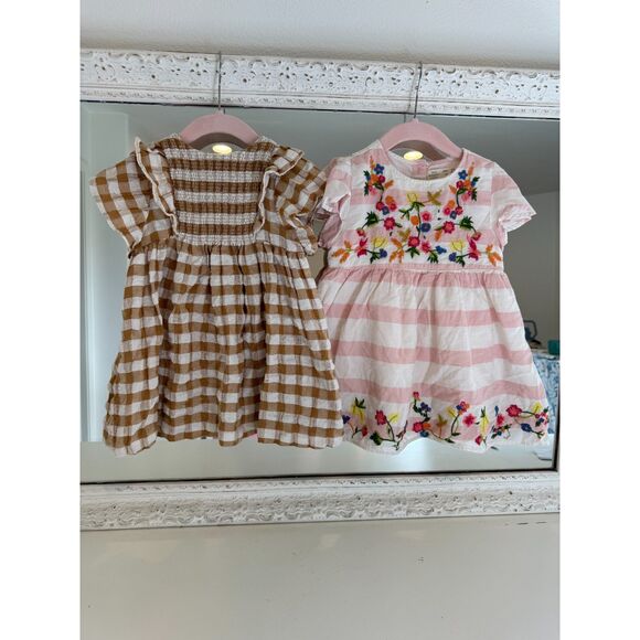 Zara Toddler Girl’s Size 2/3 Bundle of 2 Dresses Gingham Floral Embroidered - Picture 4 of 6